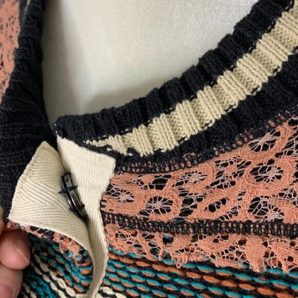 G By BKE SZ S Striped Knit & Lace Snap Cardigan - Picture 2 of 7